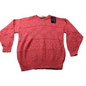 John Weitz Vintage Made in USA Women Chunky Pink Sweater NWT 100% Cotton